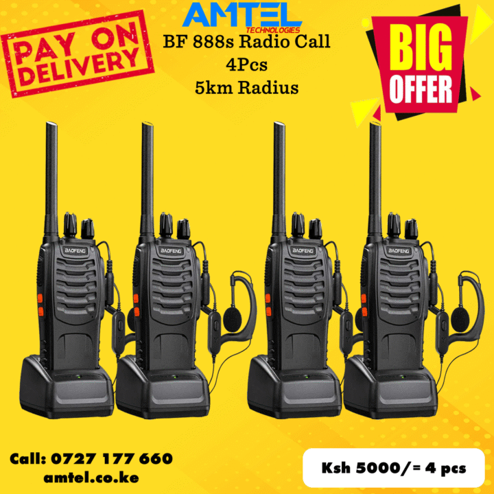 Baofeng BF-888S Walkie Talkie (With Earpiece) 4 Pieces– Reliable Two-Way Radio Communication in Kenya