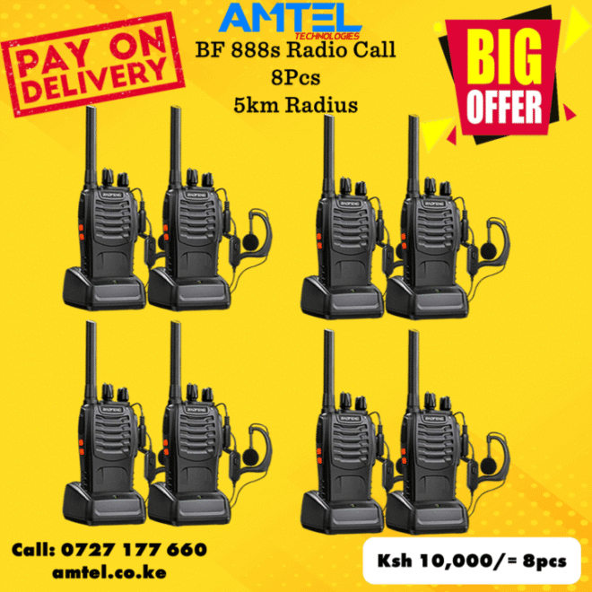 Baofeng BF-888S Walkie Talkie (With Earpiece) 8 Pieces– Reliable Two-Way Radio in Kenya